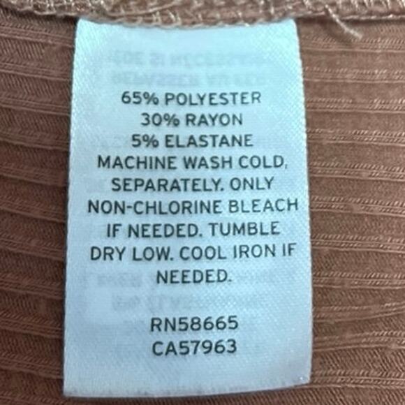 Nordstrom BP Brown Rib Knit Short Sleeve V-Neck Ruched Tie Mini Bodycon Dress S - Picture 5 of 5